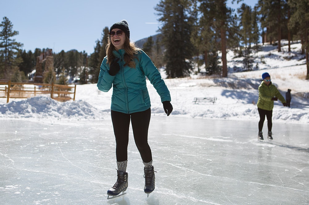 Image of a person ice skating at the YMCA of the rockies in Estes Park, Colorado