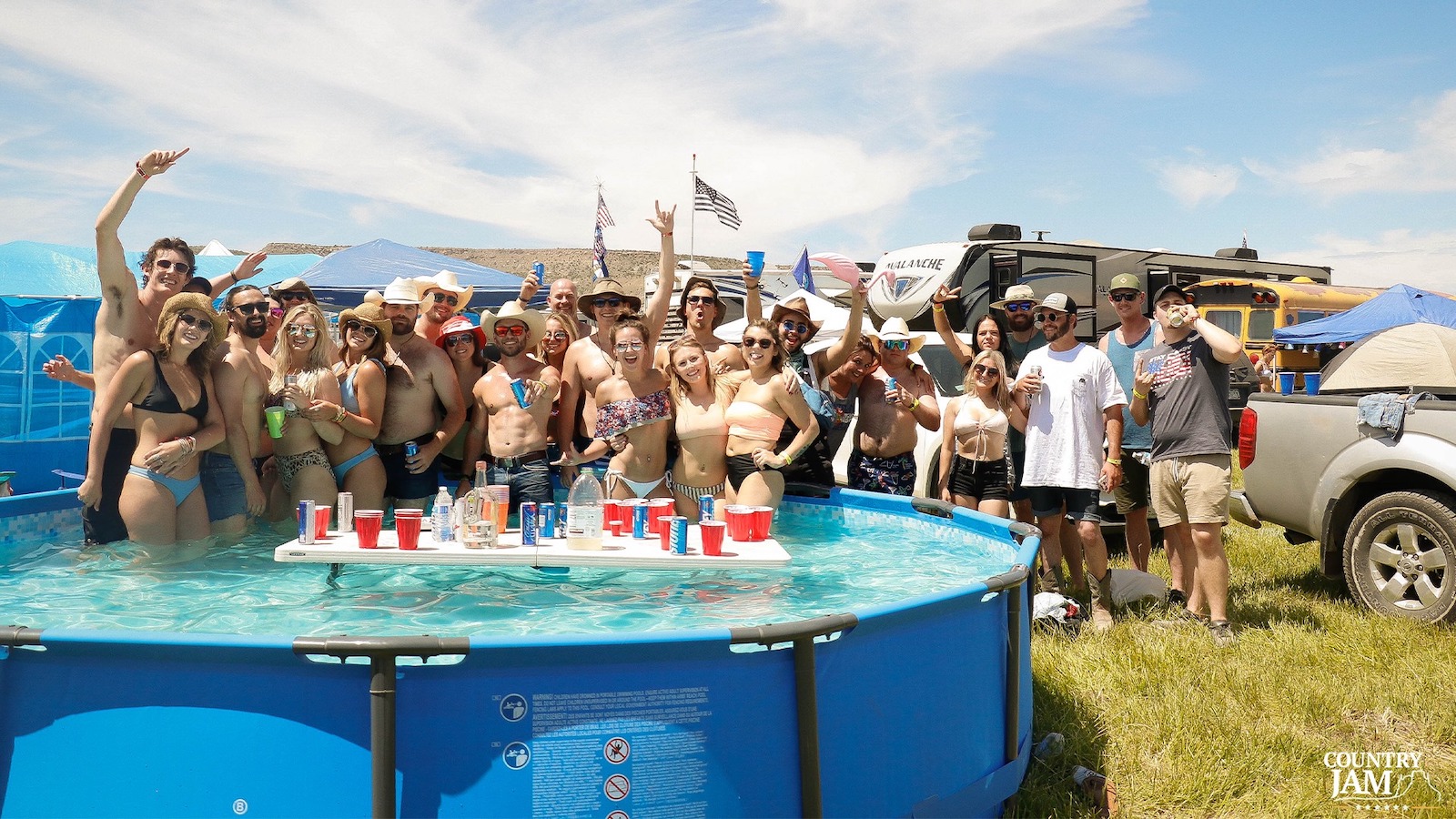 Image of people in a pool in the campgrounds at Country Jam in Grand Junction, Colorado