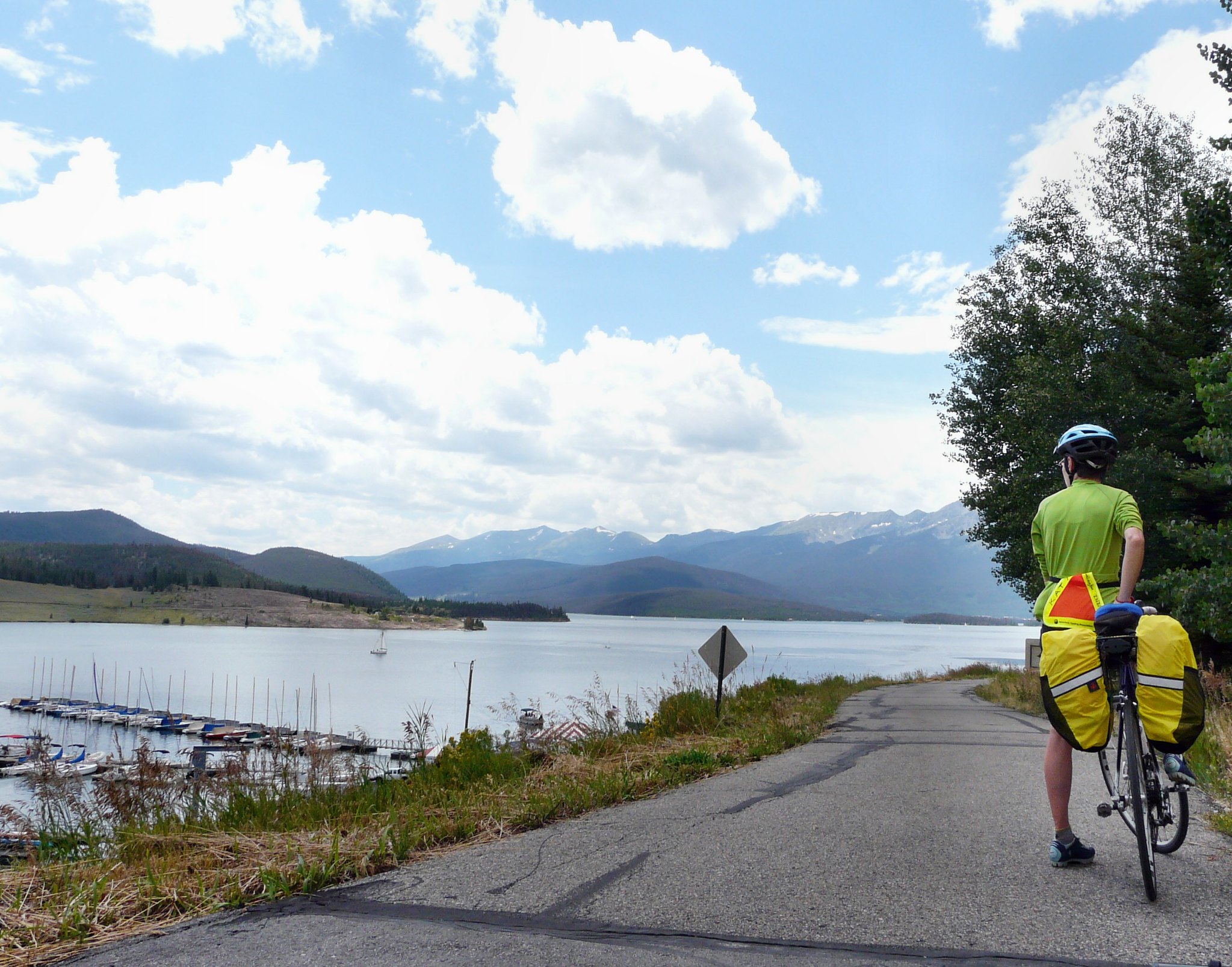 Biker on trail near Dillon Reservoir