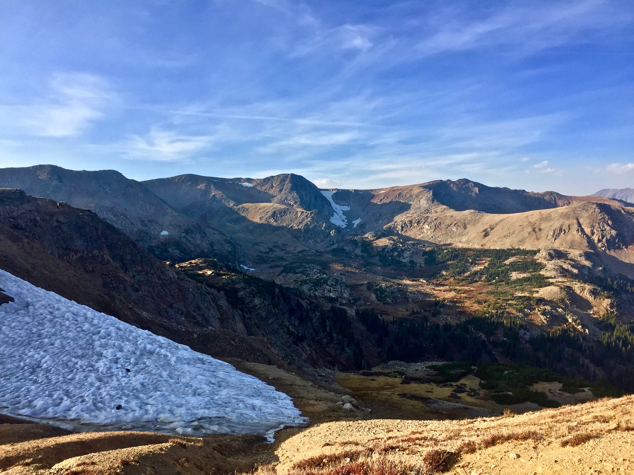 Looking north from the top of Rollins Pass with the undulating crest of the Continental Divide front and center.