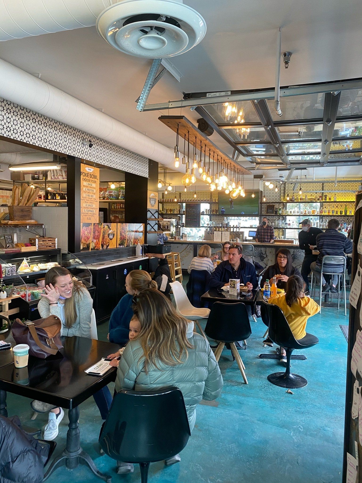 Food hall with people dining