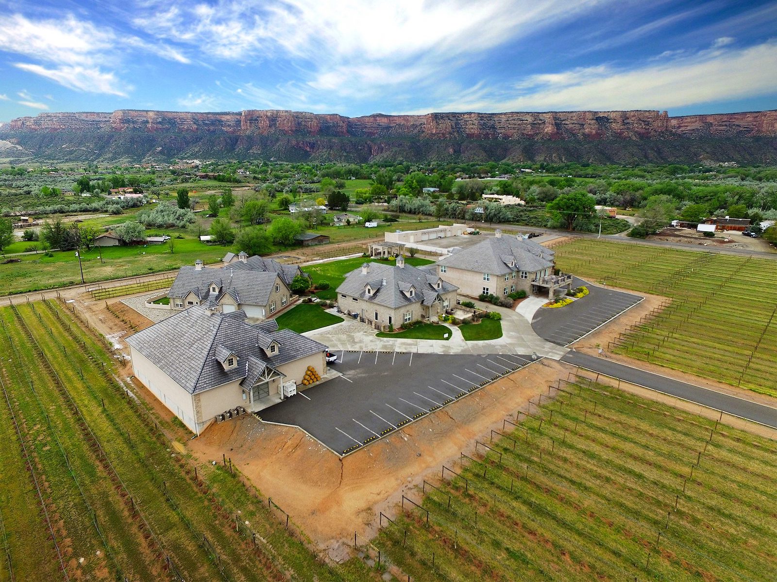 Aerial view of the Two Rivers Winery and Chateau Aerial View