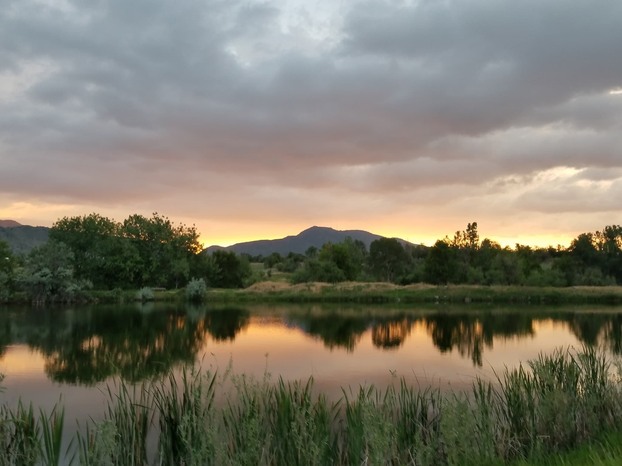 sunset over a lake 