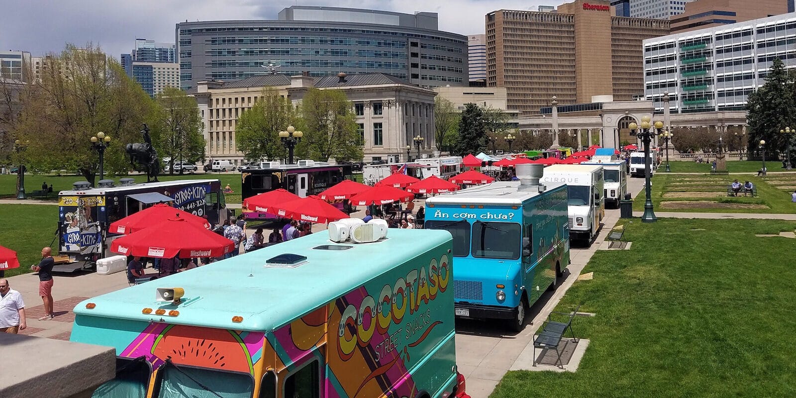 Image of food trucks at Civic Center Eats Festival in Colorado