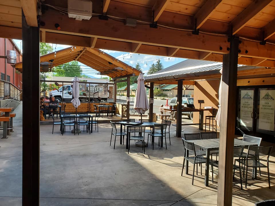 Outdoor patio at Eddyline Brewing