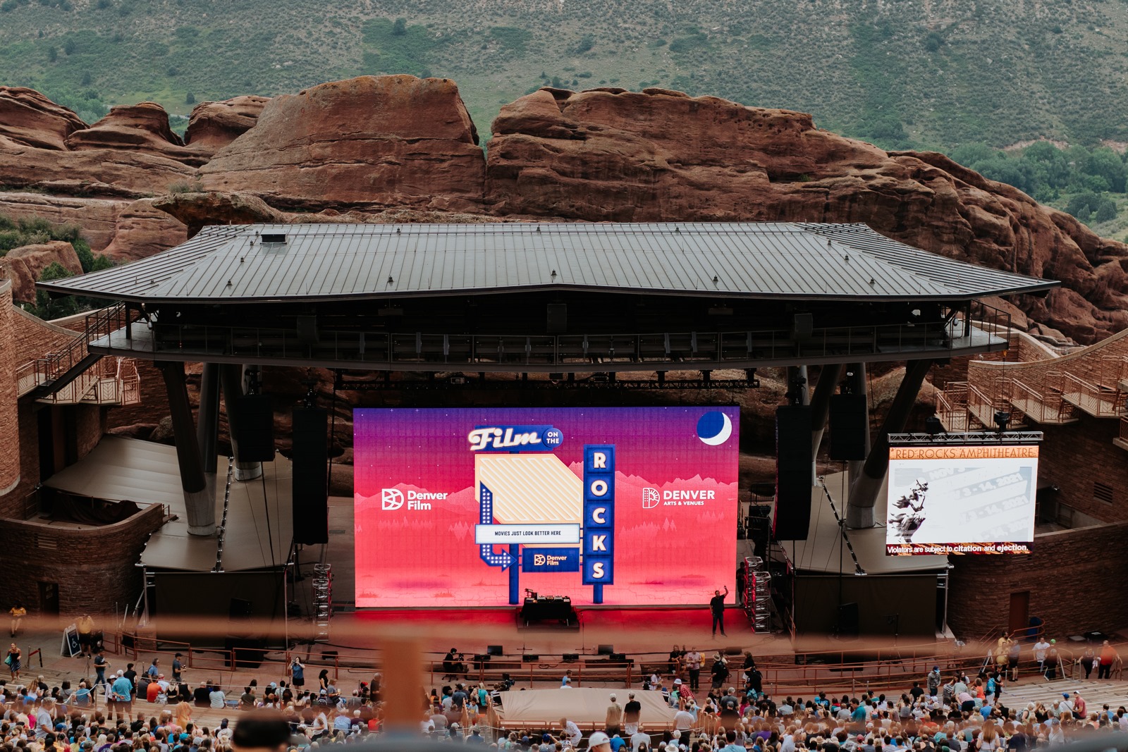 Image of the screen at Film on the Rocks at Red Rocks Ampitheatre in Morrison, Colorado