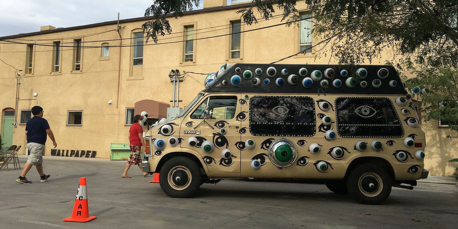 Image of a van exhibit outside or an art studio at Pueblo's First Friday Art Walk in Colorado