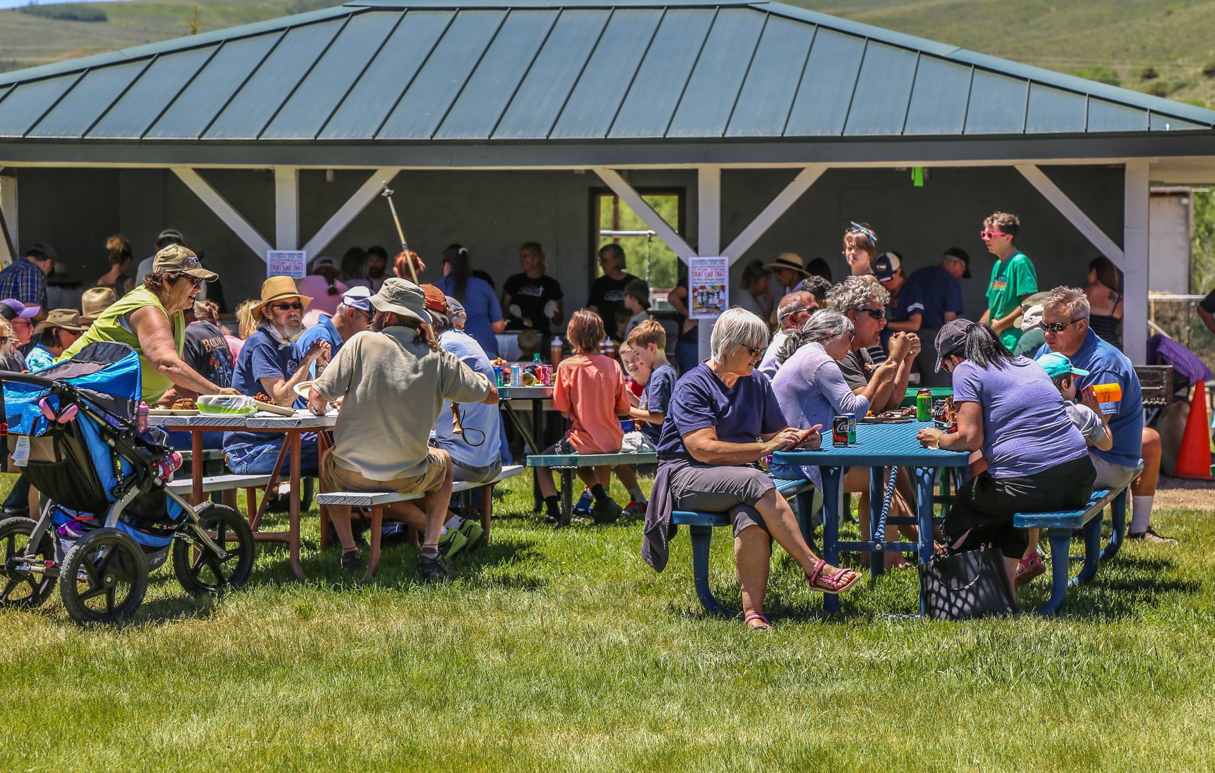 People gathered at the park