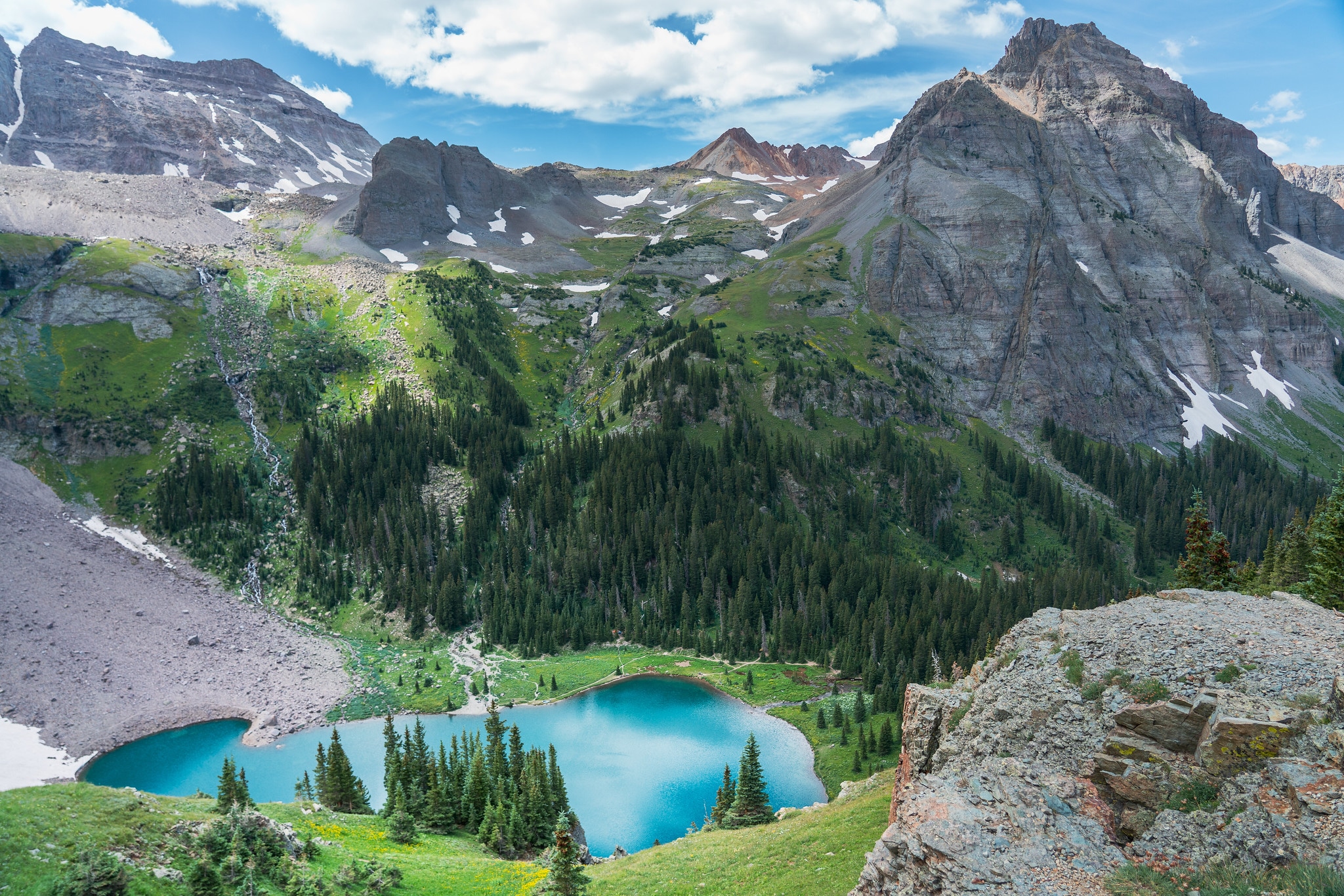 Mountain views and alpine lake