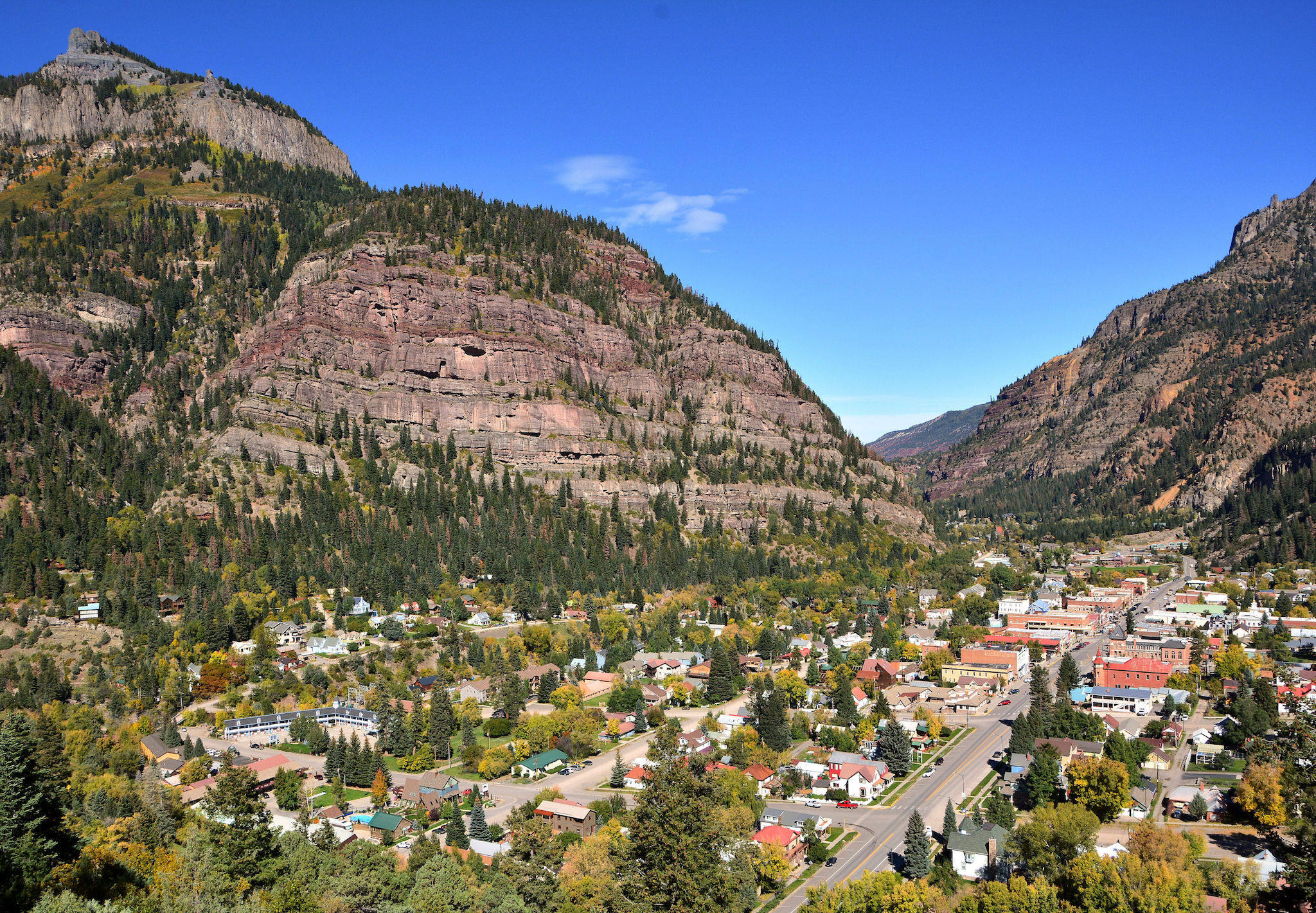 Looking into the box canyon that houses the town of Ouray.