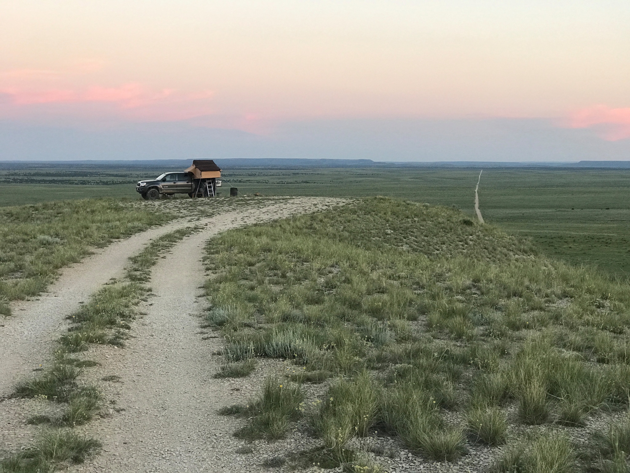 Primitive camping on a dry bluff overlooking the endless High Plains.