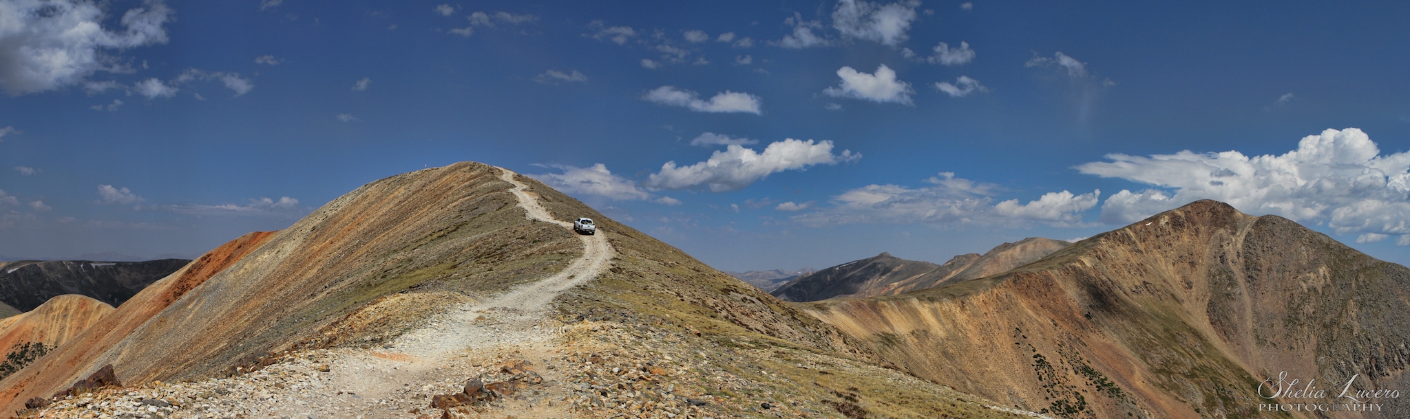 A panorama of high alpine OHV glory on Red Cone Pass Road.