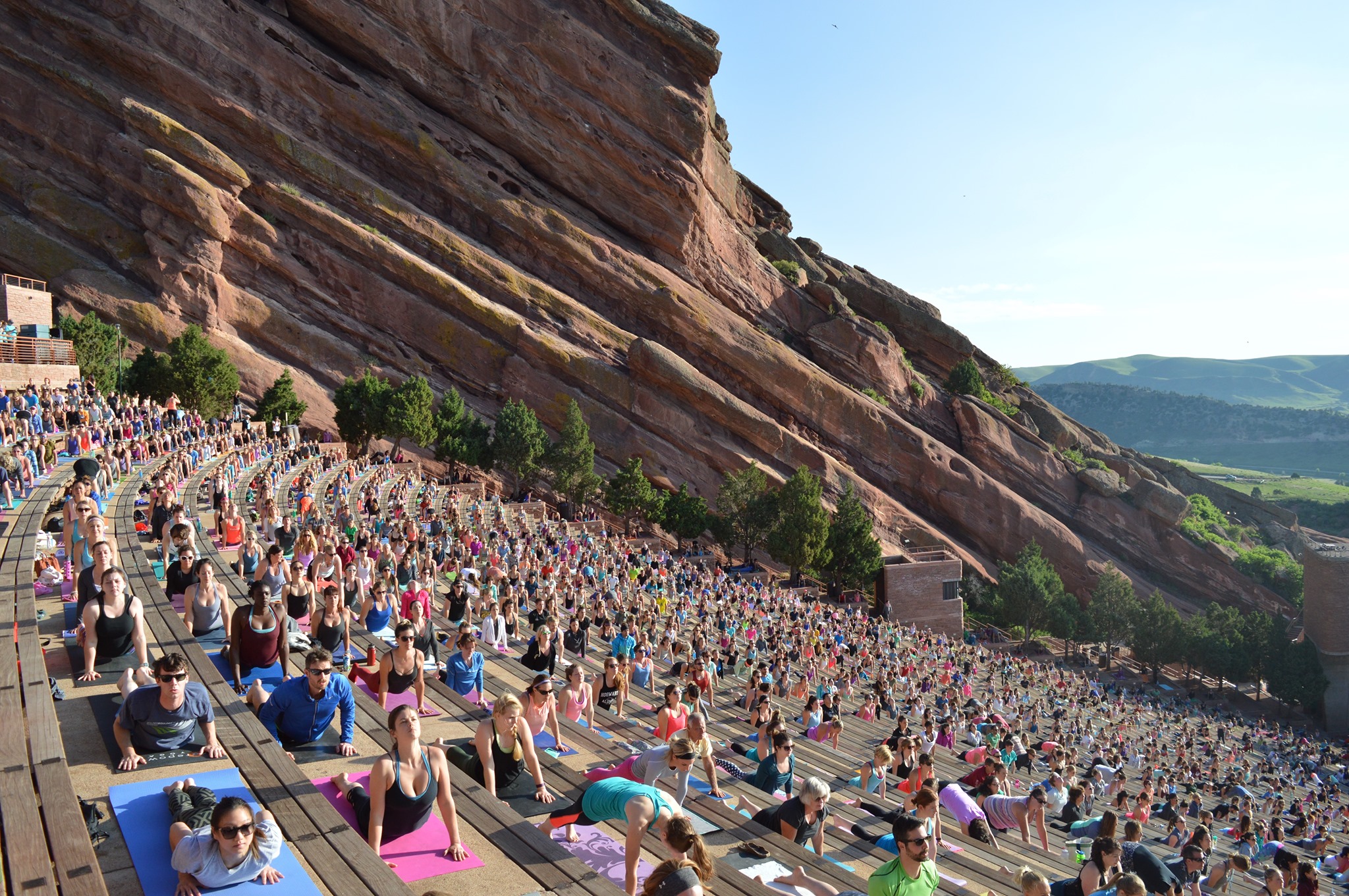 Yoga in a large amphitheater