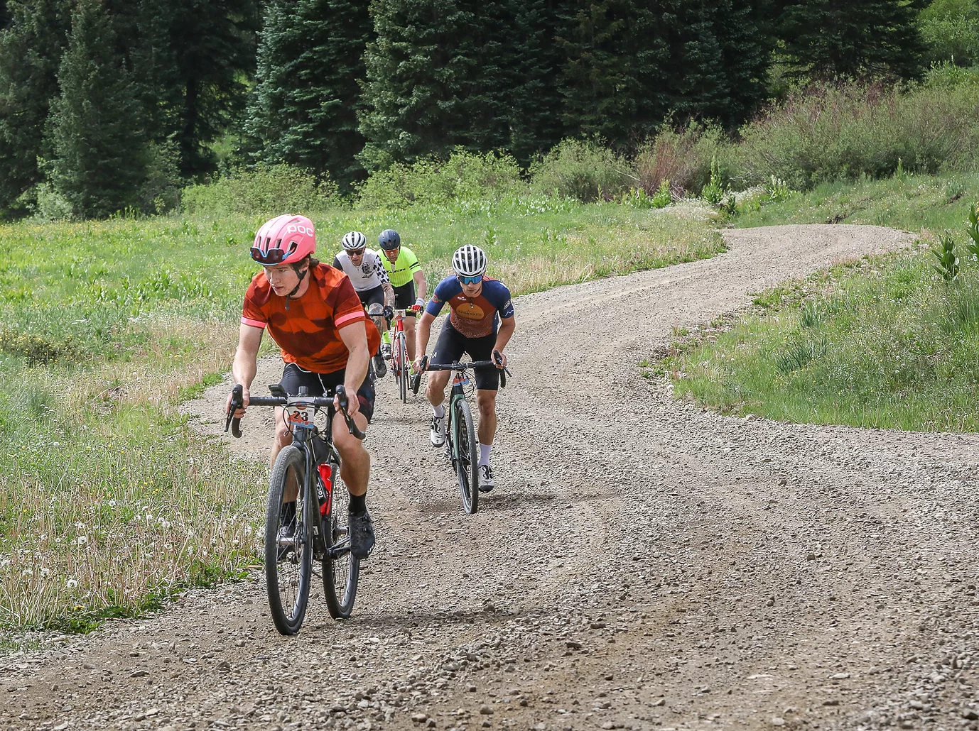 Bike riders on gravel trail