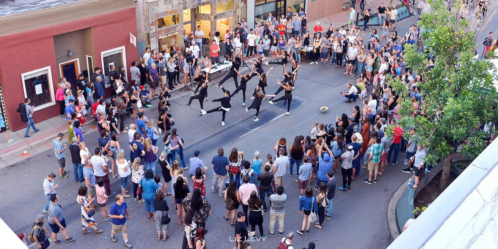 Image of dancers a the First Friday Art Walk on Santa Fe in Denver, Colorado