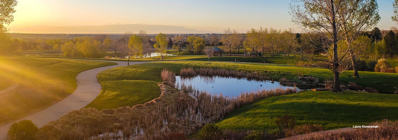 Community park at sunset