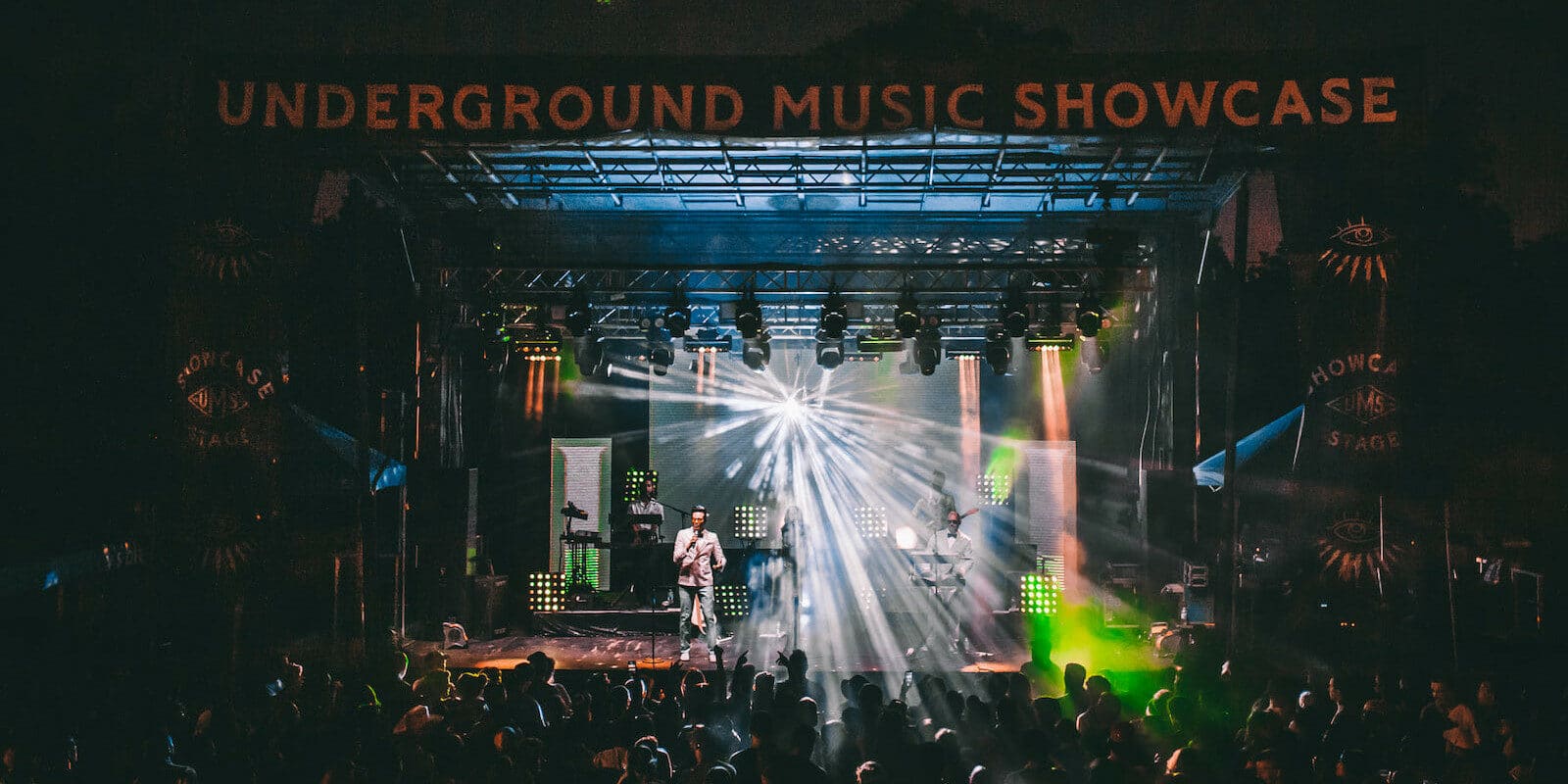 Image of the stage at Underground Music Showcase in Denver, Colorado