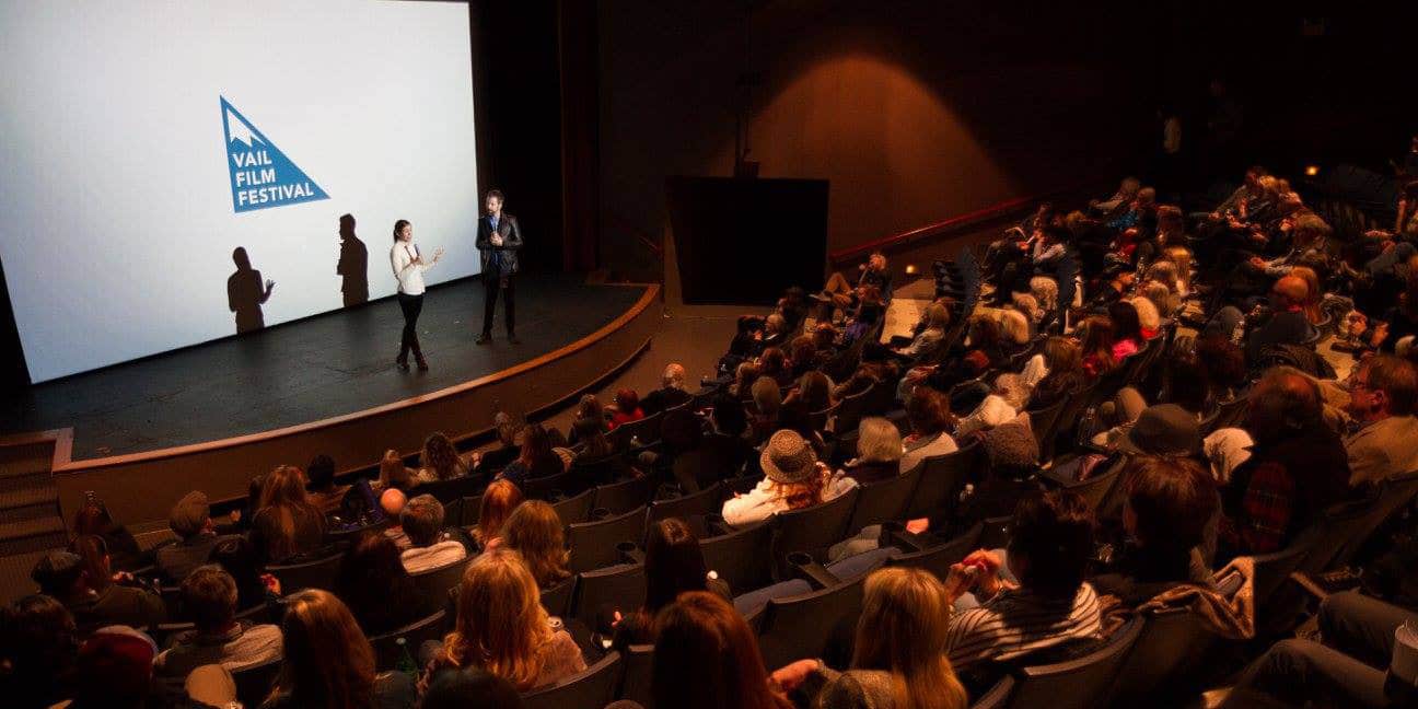 Image of the stage and audience at Vail Film Festival in Colorado