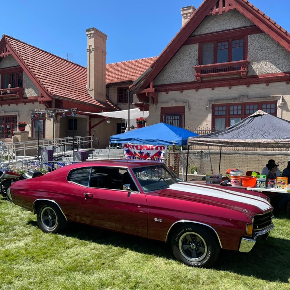 Red car at car show