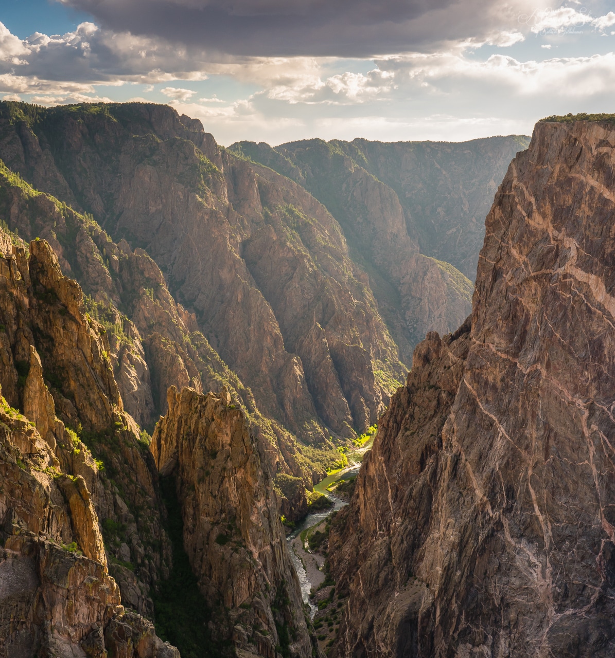 Steep gorge with river at Black Canyon of the Gunnison National Park