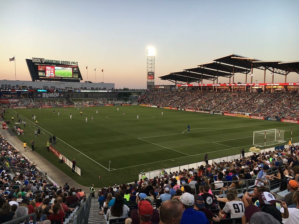 Soccer game at large stadium