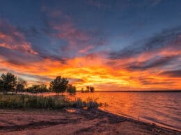 Sunrise over a lake