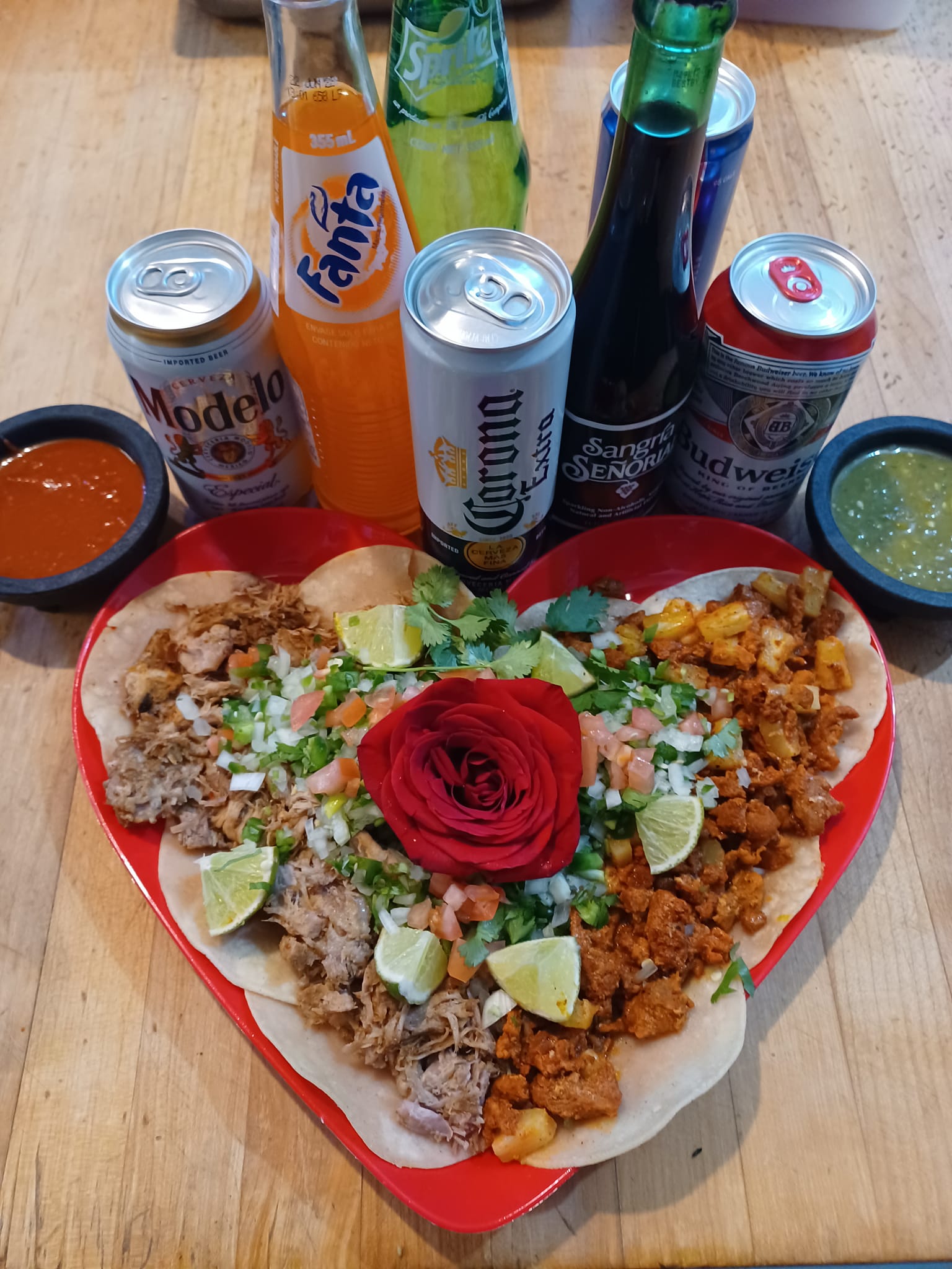 Tacos in the shape of a heart