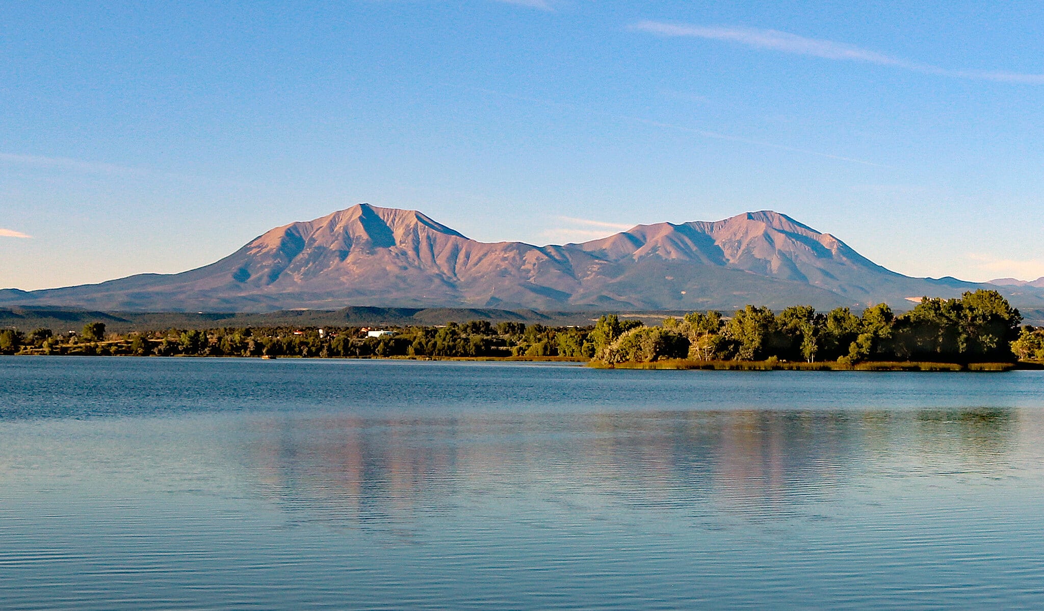 Lake and mountains in background