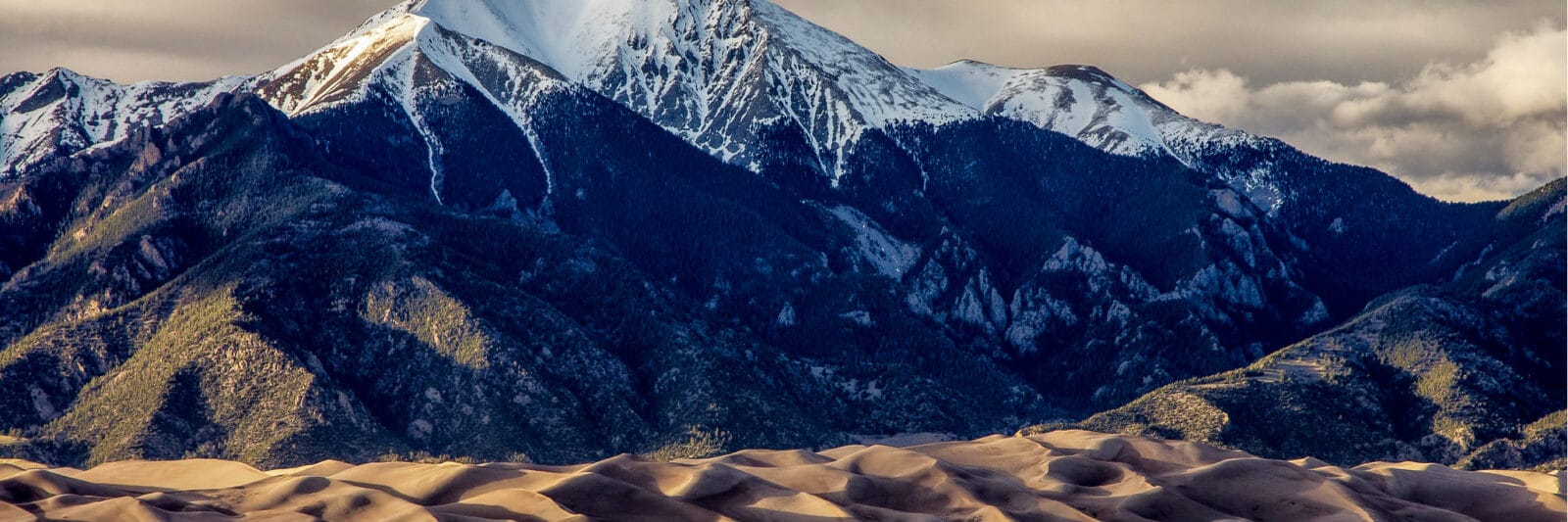 Sand dunes in front of mountains