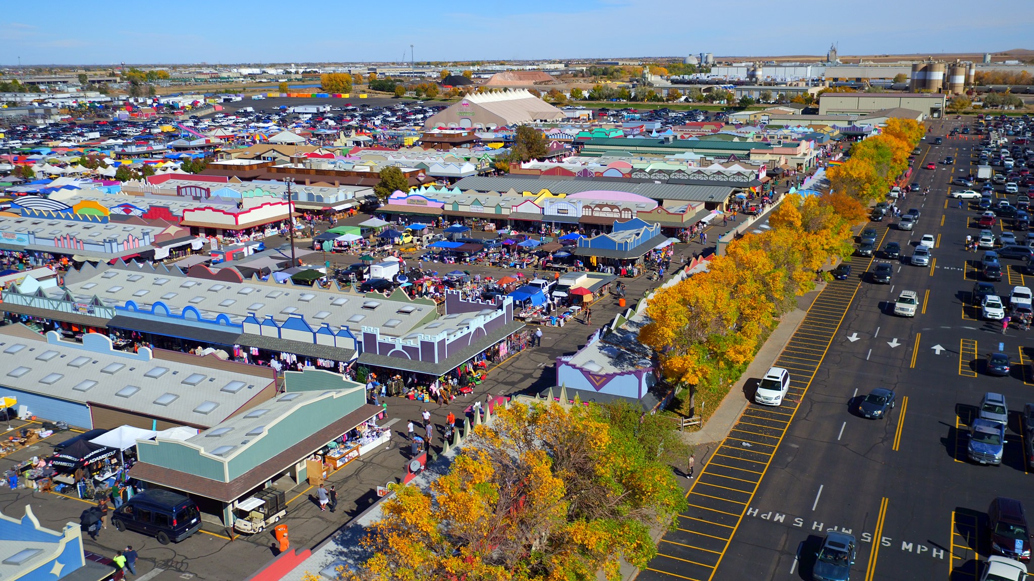 Aerial view of a flea market