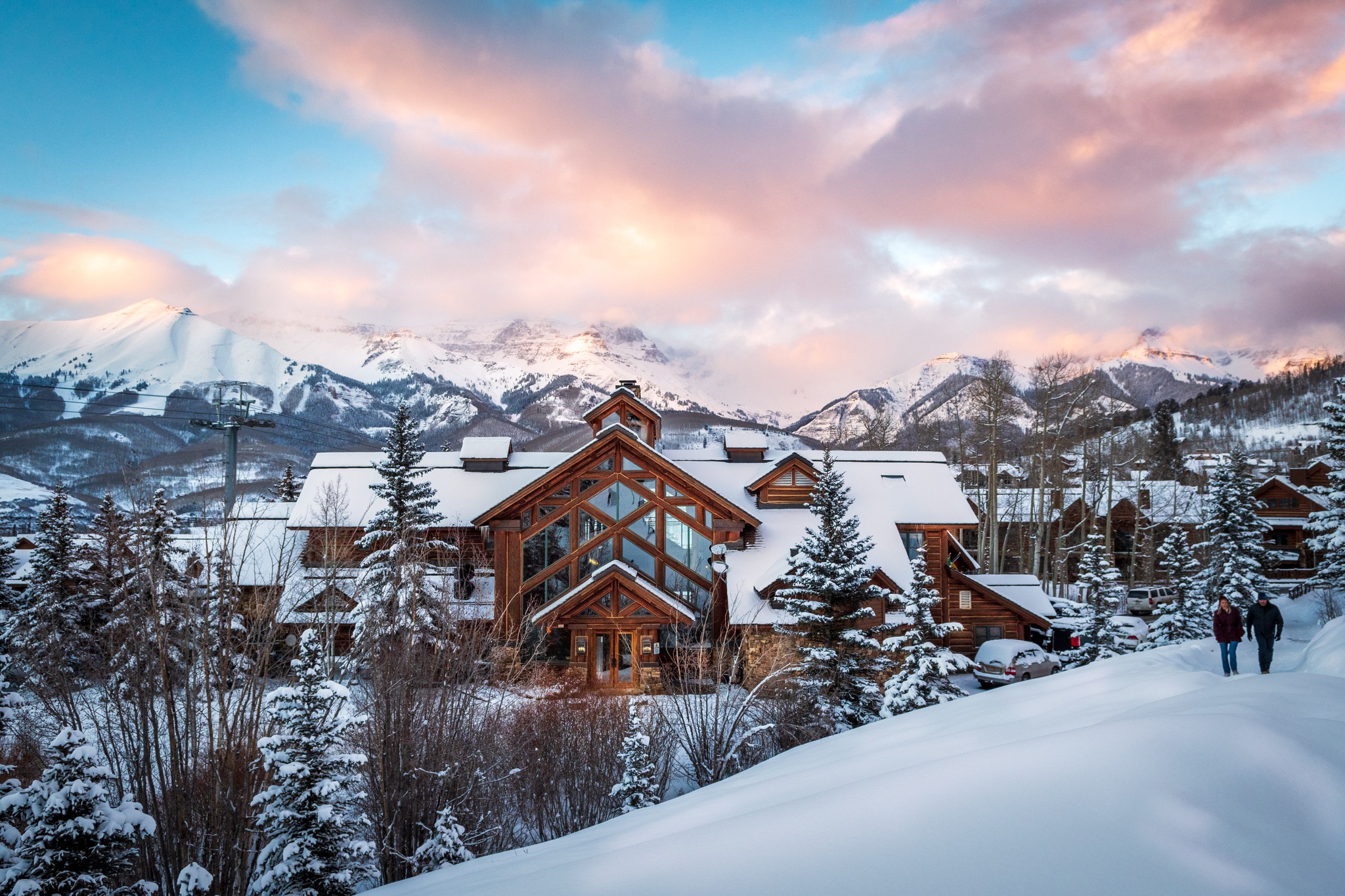 Mountain Lodge hotel during sunset