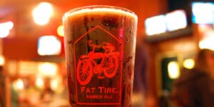 New Belgium Brewing 1554 Beer in Fat Tire Glass Colorado