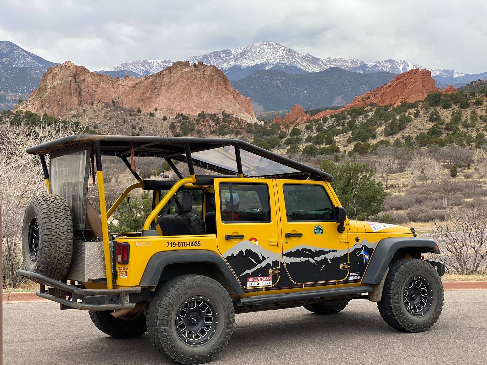 Image of the Adventures out West jeep in the Garden of the Gods in Colorado Springs, Colorado