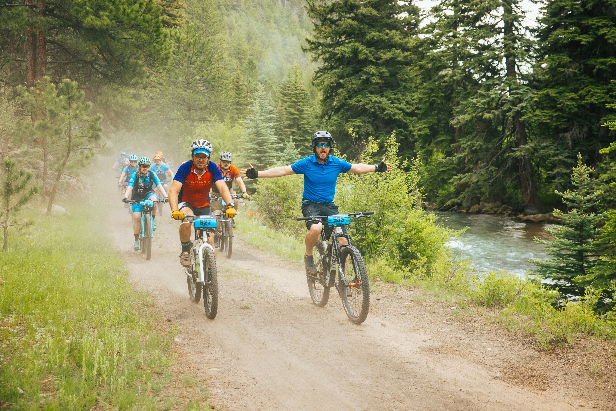 Bike riders on a mountain trail