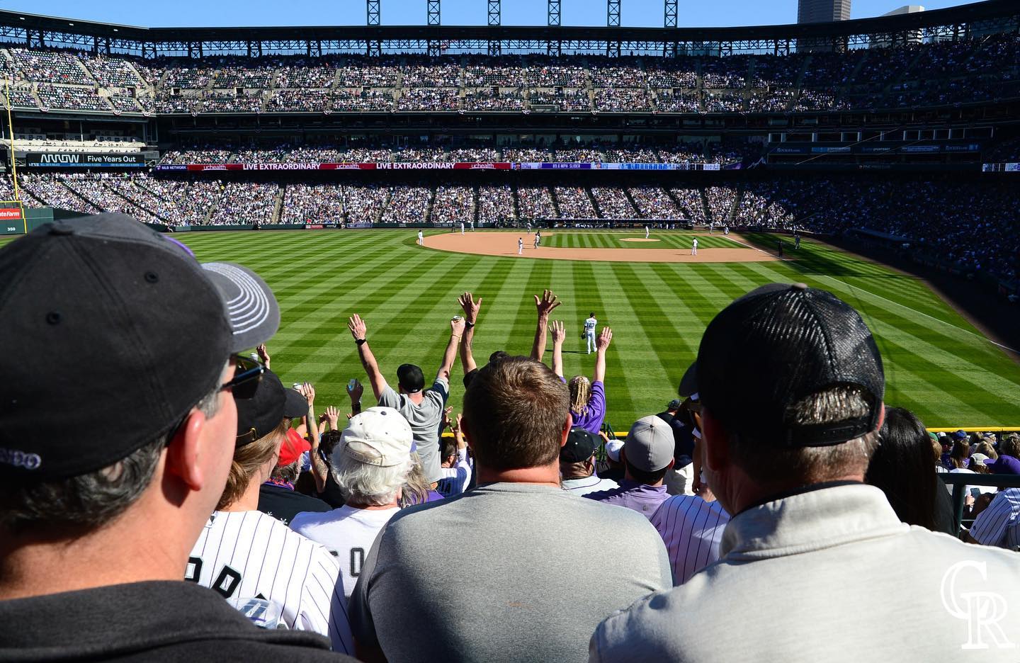 View from the crowd at a baseball game