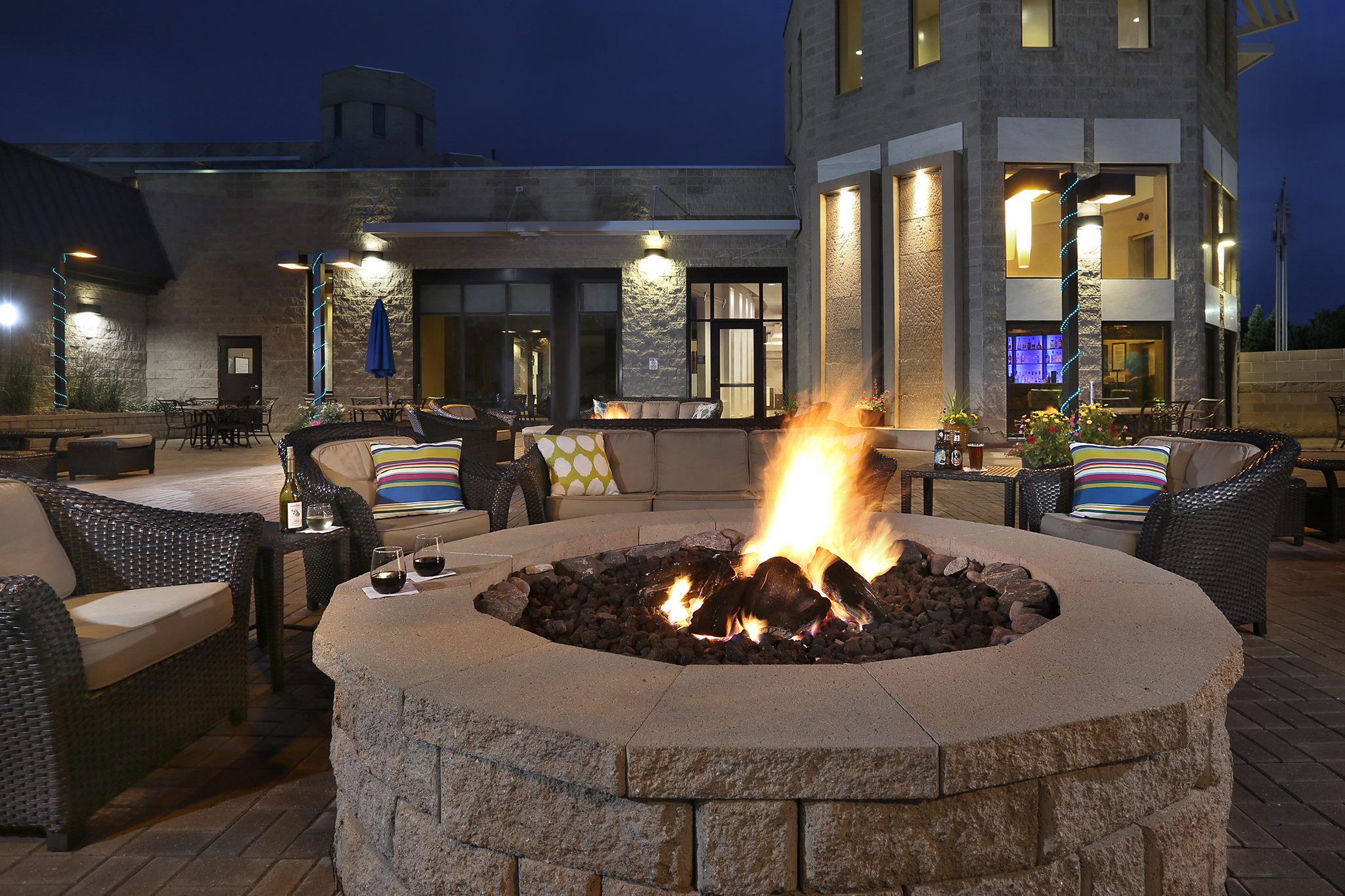 Outdoor fire pit at hotel