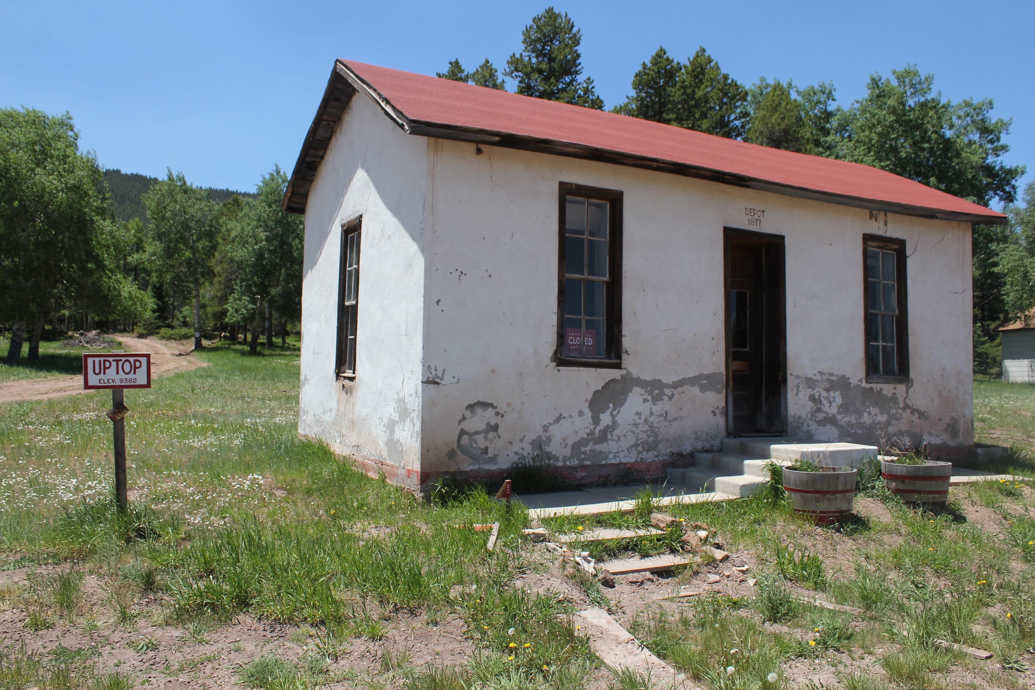 Small white historic building