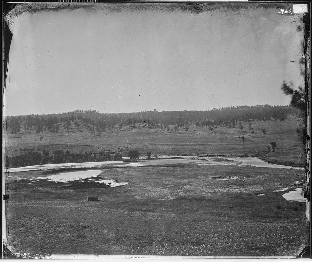 Black and white picture of hot springs