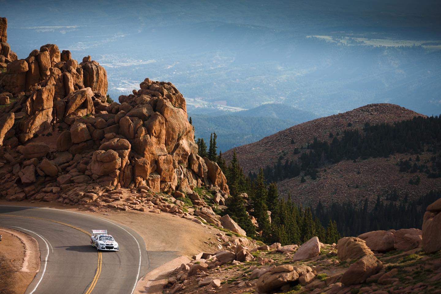 Race car on Pikes Peak Highway