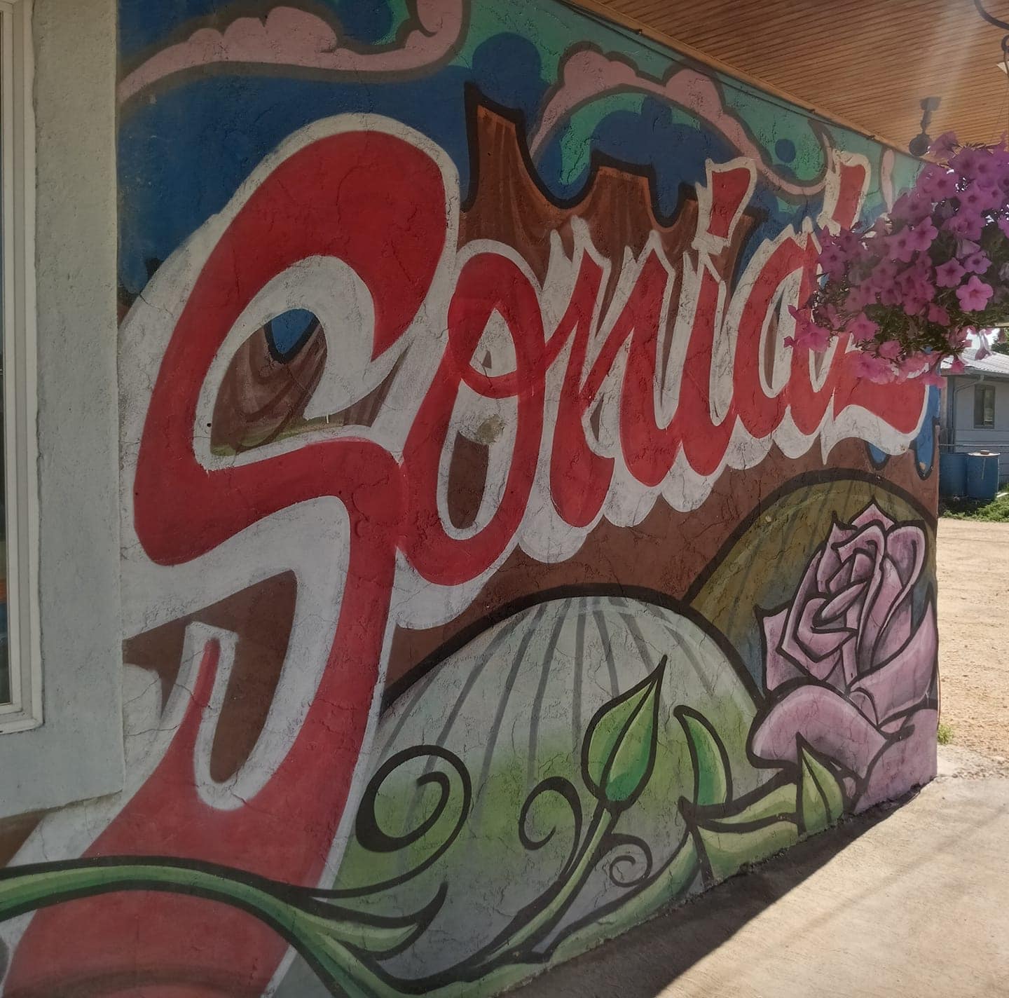 Graffiti of "Sonia's" on a wall