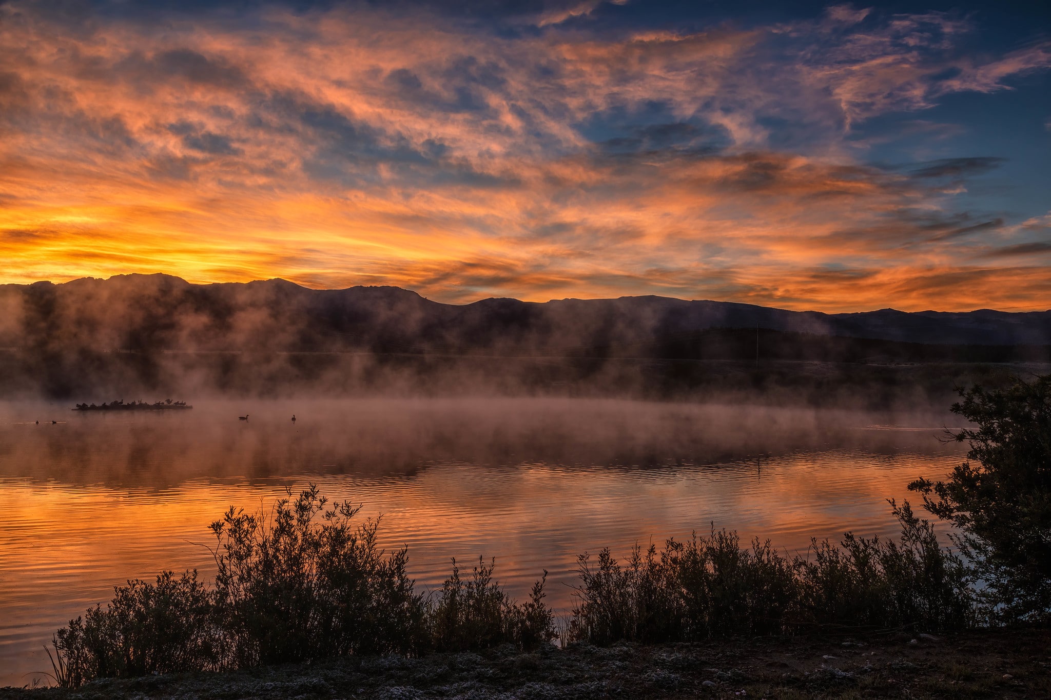 Sunrise over a pond