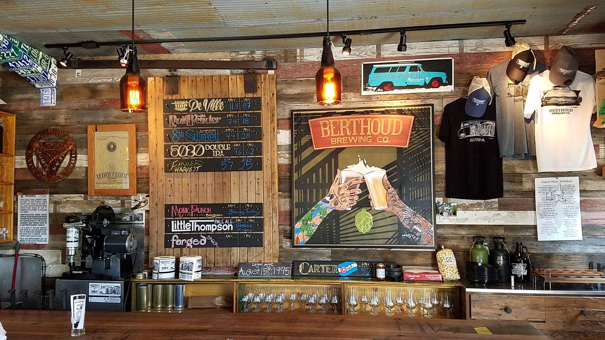 Colorful bar at a brewery