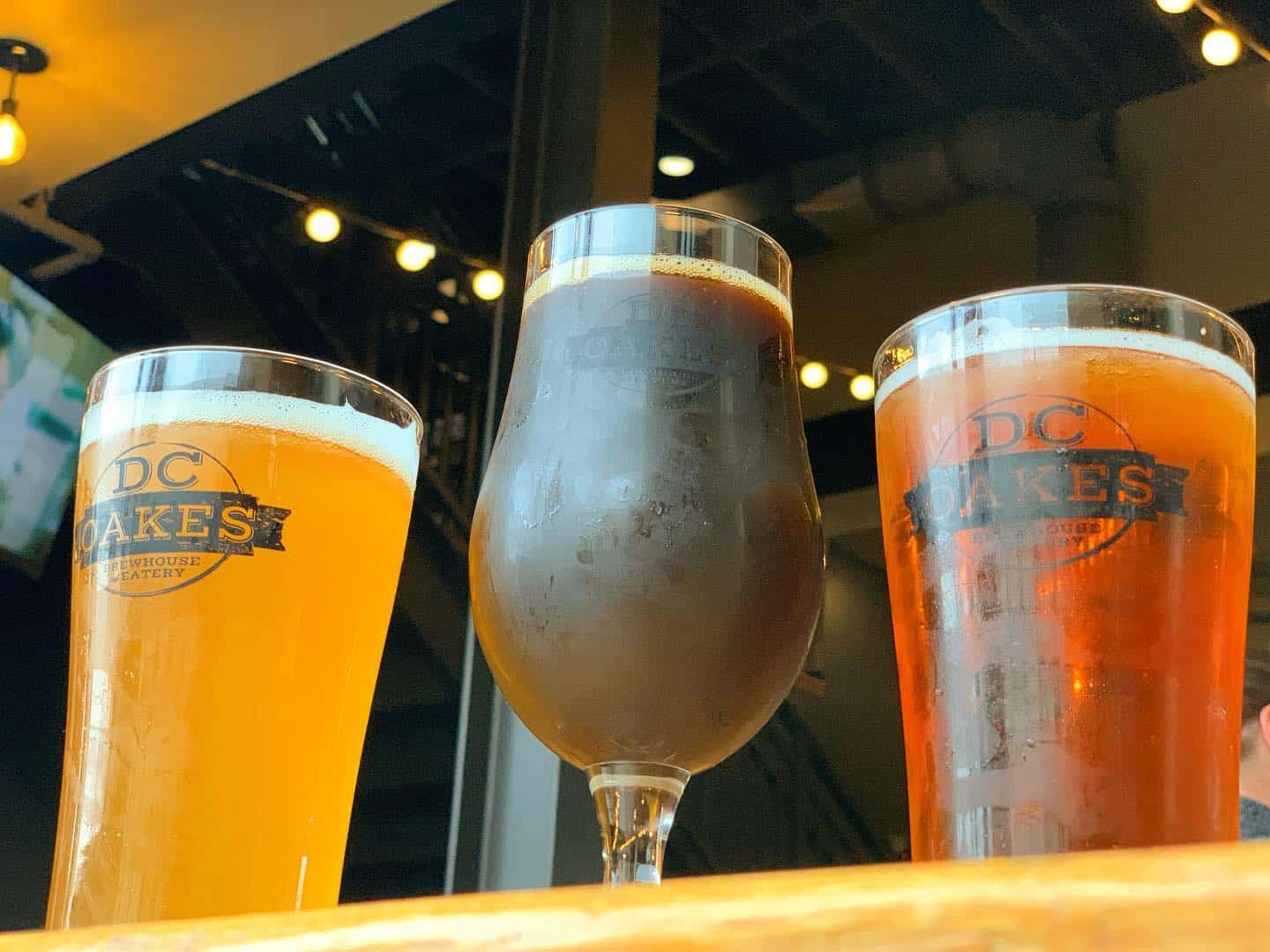 Image of beers at the DC Oakes Brewhouse & Eatery in Fort Collins, Colorado