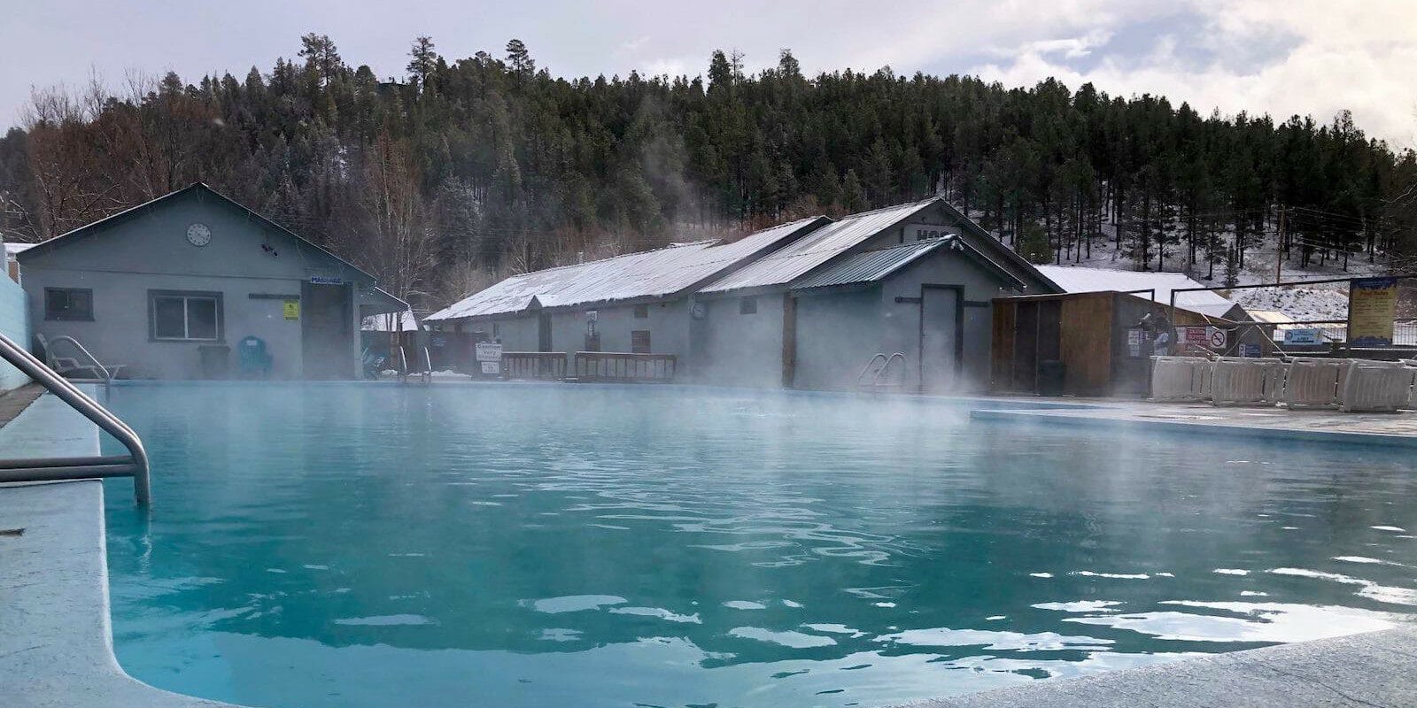 Image of the hot spring pool at Healing Waters Resort and Spa in Pagosa Springs in Colorado