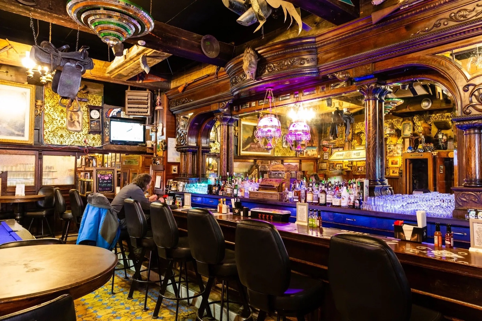 Image of the bar at The Legendary Silver Dollar Saloon in Leadville, Colorado