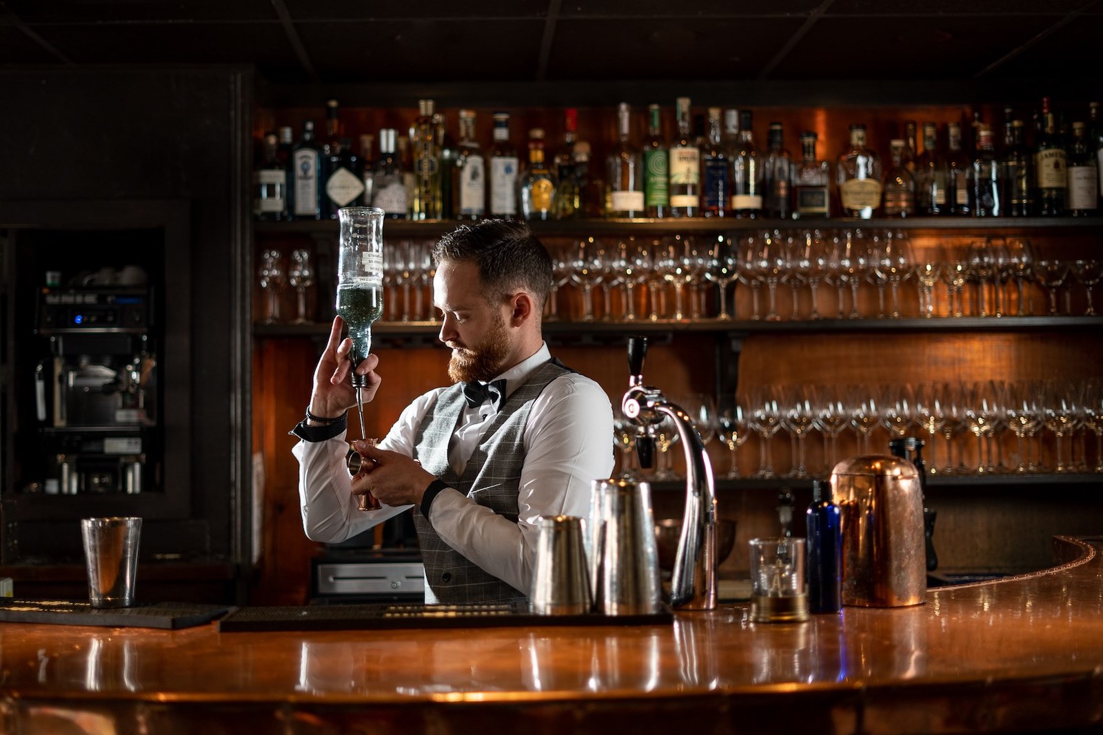 Image of a bartender at Mizuna in Denver, Colorado