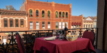 Image of the balcony at Mona Lisa Fondue Restaurant in Manitou Springs, Colorado