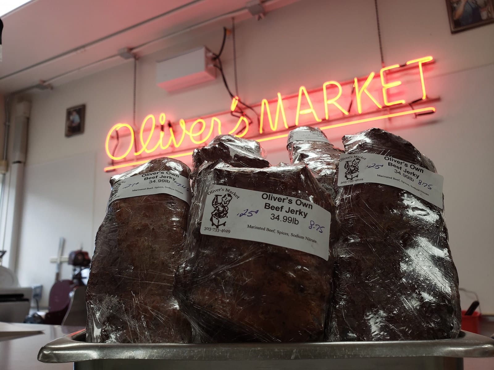 Image of the beef jerky at Oliver's Meat Market in Colorado