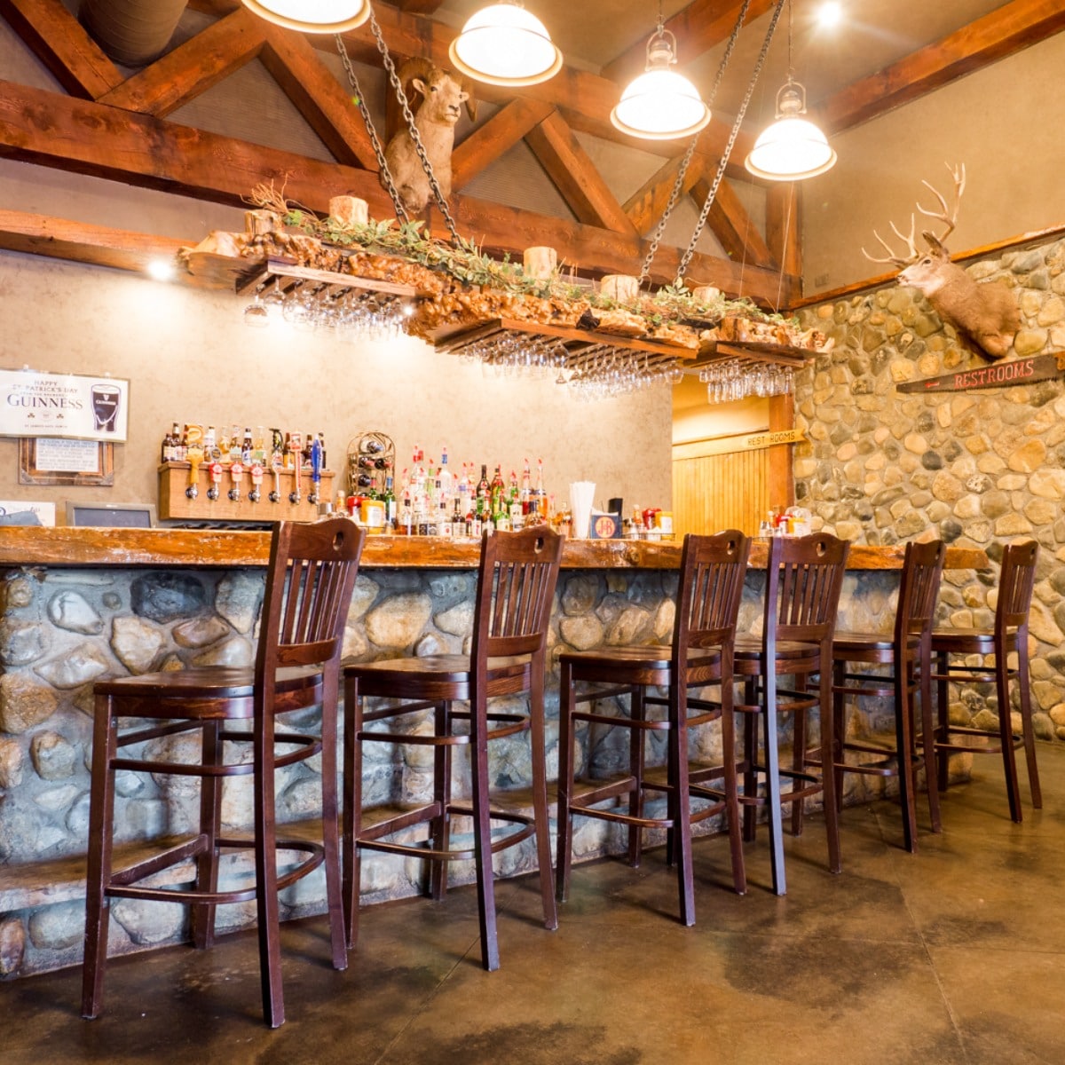 Bar with rustic decor