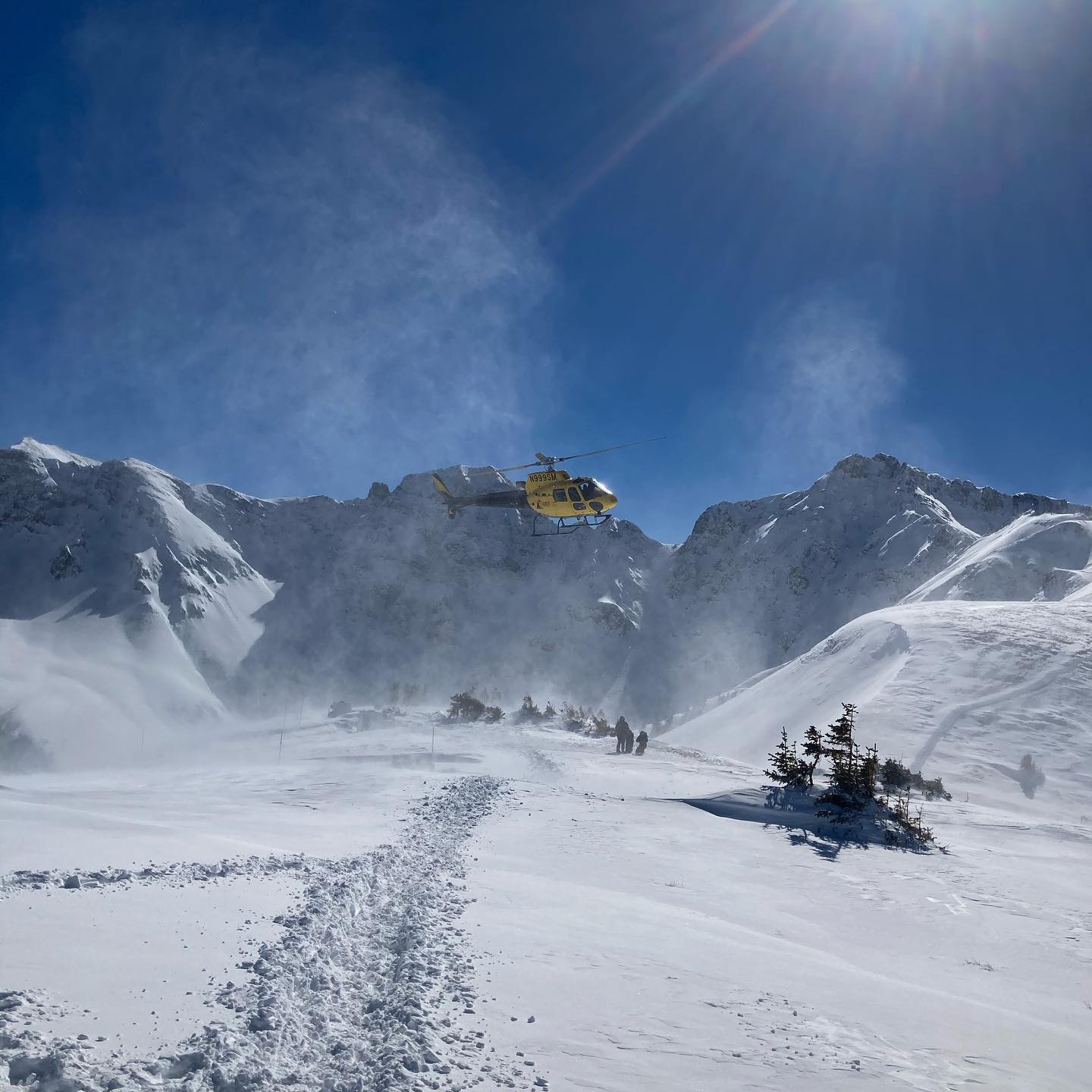 Fresh powder snow over Silverton Mountain